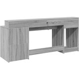 vidaXL Pisalna miza z LED lučkami siva sonoma 200x55x91 cm inž. les | Shoptok.si