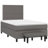 vidaXL Box spring postelja z vzmetnico siva 120x190 cm umetno usnje | Shoptok.si