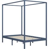 The Living Store Posteljni okvir z baldahinom siv iz trdne borovine 120x200 cm - Posteljni Okvir, (21530029) | Shoptok.si