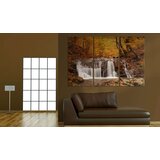  Slika - A waterfall in the middle of fall trees 120x80 | shoptok.hr