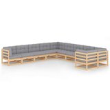  Sedežna garnitura 10-delna z blazinami trdna borovina | Shoptok.si