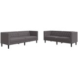 vidaXL Komplet Chesterfield kavčev 2-delna sivo umetno usnje, (21825069) | Shoptok.si