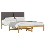  Krevetni okvir s tapiciranim uzglavljem - Bijelo prana i svijetlosiva 150 x 200 cm | shoptok.hr