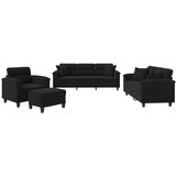 vidaXL 4-dijelni set sofa s jastucima crni od mikrovlakana - Crna s jastucima i tabureom Cijene