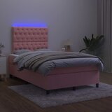  Krevet box spring s madracem LED ružičasti 120x200cm baršunasti | shoptok.hr