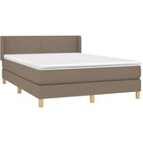  Box spring postelja z vzmetnico taupe 140x190 cm blago | Shoptok.si