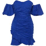 Trendyol Blue Limited Edition Fitted Draped Mini Poplin Woven Dress | Eponuda.ba