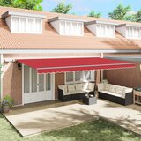 vidaXL Ročna Retraktibilna Tenda z LED Rdeča 600x350 cm, Zamenjava tenda za okvir 6x3,5 m Rdeča u