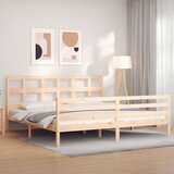 vidaXL Posteljni okvir z vzglavjem 200x200 cm trden les | Shoptok.si
