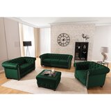 Ropez Zelen žameten Chesterfield fotelj York Blik – | Shoptok.si