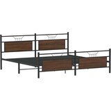 Metalni Kovinski posteljni okvir brez vzmetnice rjavi hrast 200x200 cm, (21829518) | Shoptok.si