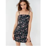 Koton Floral Dress with Slits and Thin Straps