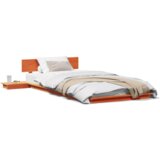  Krevetna konstrukcija s noćnim ormarićima Smeđi vosak 90x190cm Čvrsto drvo | shoptok.hr