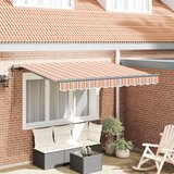 vidaXL Retraktilna tenda Rumena in oranžna ter bela | Shoptok.si