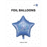 balon zvijezda plava Happy Birthday 40cm