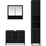 vidaXL set namještaja za kupaonicu s ladicama zidne 3 pcs crni hrast | shoptok.hr