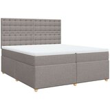  Krevet s oprugama i madracem smeđesivi 200x200 cm od tkanine - Sivo-smeđa 200 x 200 cm gumbi | shoptok.hr