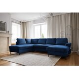 Miuform Temno modra raztegljiva kotna sedežna garnitura iz rebrastega žameta (levi kot) Lofty Lilly – | Shoptok.si