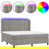 Maison Chic Box spring postelja - Vzmetna postelja z vzmetnico LED svetlo siva 160x200cm žamet SL16160, (21896027) | Shoptok.si