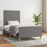 Maison Chic Posteljni okvir - Enojna postelja - Postelja za odrasle brez vzmetnice temno siv 90x200 cm blago-J7944, (21766178) | Shoptok.si