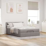 vidaXL Otomanski posteljni okvir z vzmetnico taupe 140x200 cm blago | Shoptok.si
