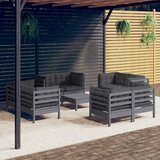  9-dijelna vrtna garnitura od borovine s antracit jastucima | shoptok.hr