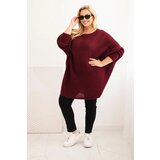 Kesi Włoski Women's Plus Size Sweater with Mohair Poncho burgundy | Shoptok.si