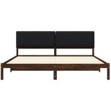  Krevetni okvir s tapiciranim uzglavljem Tamno smeđa i crna - tamno smeđa i crna 180 x 200 cm | shoptok.hr