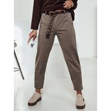 DStreet Spodnie damskie one size LEOCINCIN z paskiem khaki Cene