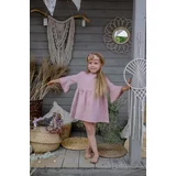 Jamiks Pamučna haljina za bebe boja: ružičasta, mini, širi se prema dolje