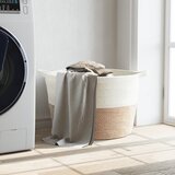  Košara za rublje sivo-bijela Ø 60 x 36 cm pamučna | Eponuda.com
