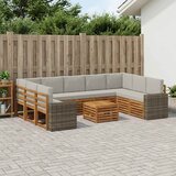  Setovi sofa 10 pcs Prirodna i svjetlosiva Čvrsto drvo akacije | shoptok.hr