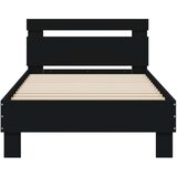  Okvir za krevet s uzglavljem i LED svjetlima crni 90x190 cm | shoptok.hr
