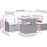 vidaXL 6 delna vrtna kavčna garnitura z blazinami črn poliran ratan | Shoptok.si