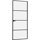 Sobna vrata crna 83 x 201,5 cm kaljeno staklo i aluminij tanka | shoptok.hr