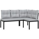  4-dijelni set vrtnih sofa s jastucima čelik obložen prahom crni | Eponuda.com