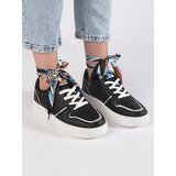 Shelvt Women's black sneakers tied with a ribbon | Shoptok.si