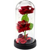  Vječne 2 ruže u kupoli s LED rasvjetom i crvenim laticama ruže 21x11cm | shoptok.hr