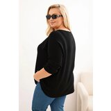 Kesi Włoski Plus size women's sweater with a boat neckline black | Shoptok.si