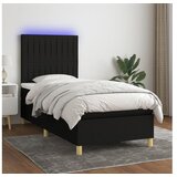  Box spring postelja z vzmetnico LED črna 90x200 cm blago | Shoptok.si