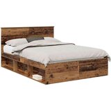  Okvir za krevet s uzglavljem Staro drvo 140 x 190 cm | shoptok.hr