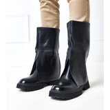 Gemre Black ankle boots with a turned-down upper Rozalia Cene