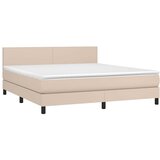  Krevet box spring madrac LED cappuccino 160x200cm umjetna koža | shoptok.hr