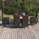  7-dijelni vrtni blagovaonski set od poliratana crni Cijene