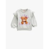 Koton Teddy Bear Print Ruffled Sweatshirt Long Sleeved Crew Neck | shoptok.hr