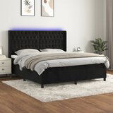vidaXL Box spring postelja z vzmetnico LED črna 160x200 cm žamet | Shoptok.si