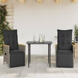 Maison Chic Nastavljivi vrtni stoli - Stol za vrt 2 kosa z blazinami siv poli ratan JS91, (21878946) | Shoptok.si
