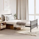 The Living Store Kovinski posteljni okvir z vzglavjem in vznožjem črn 107x203 cm - Posteljni Okvir, (21531585) | Shoptok.si