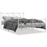 vidaXL Kovinski posteljni okvir z vzglavjem in vznožjem bel 140x190 cm | Shoptok.si
