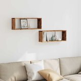  Zidne kockaste police 2 kom Staro drvo 60x15x23 cm | shoptok.hr
